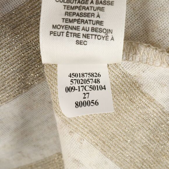 Chicos Top 1 Womens Medium Beige Gold Metallic Chevron Blouse Pullover Neutral - Picture 14 of 14